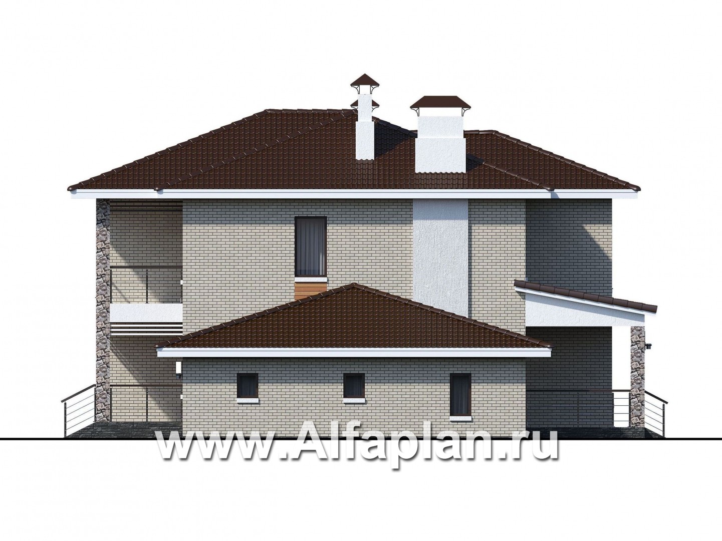 Проекты домов Альфаплан - «Формула успеха» - загородный дом с гаражом - изображение фасада №2