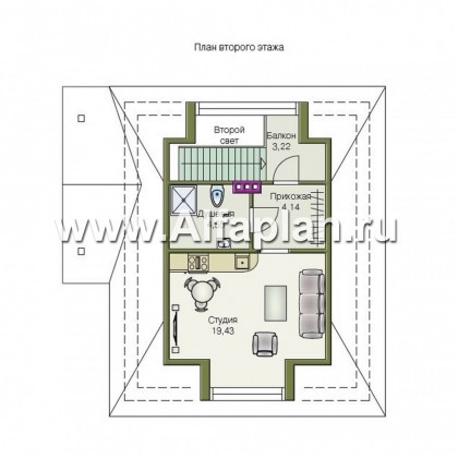 Проекты домов Альфаплан - Гараж со студией в  мансарде - превью плана проекта №2