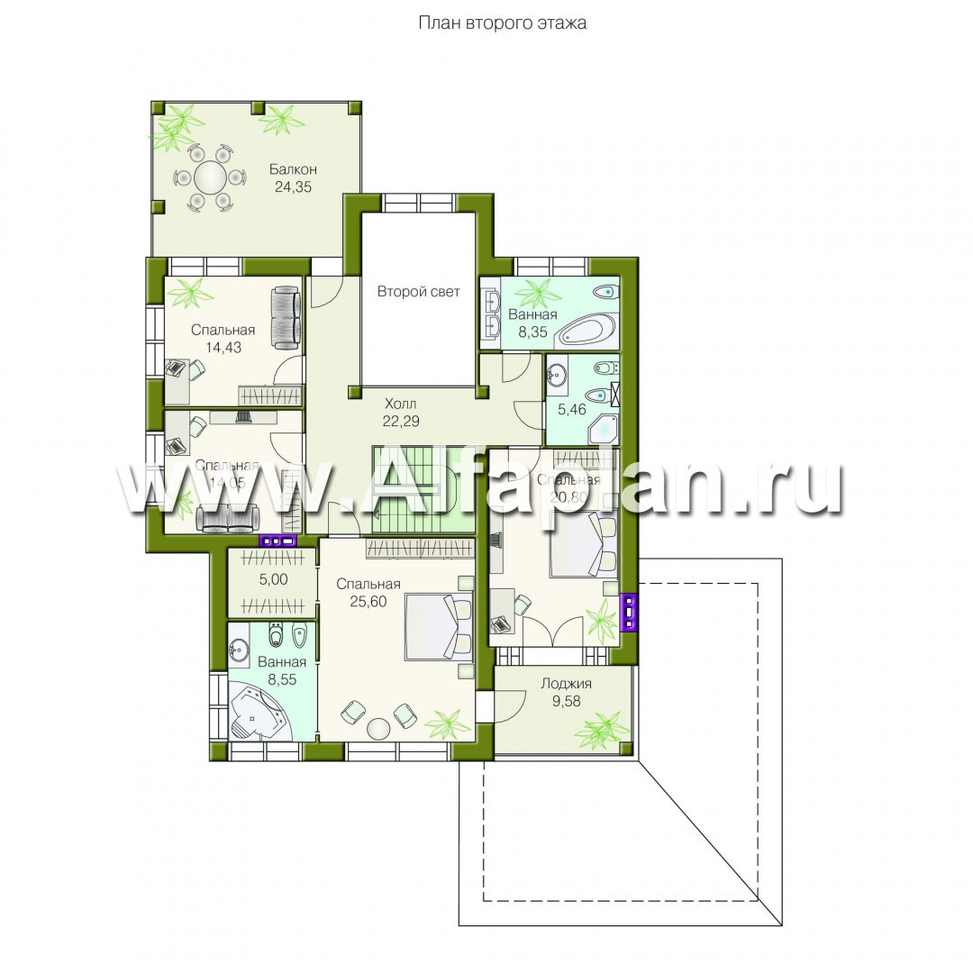 Проекты домов Альфаплан - «Елагин» - классический особняк с комфортной планировкой - план проекта №2
