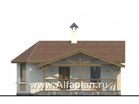 Проекты домов Альфаплан - Маленькая баня из газобетона для маленького участка - превью фасада №2