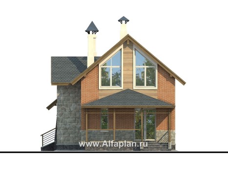 Проекты домов Альфаплан - «Вишневый сад»- проект небольшого дома или дачи - превью фасада №4