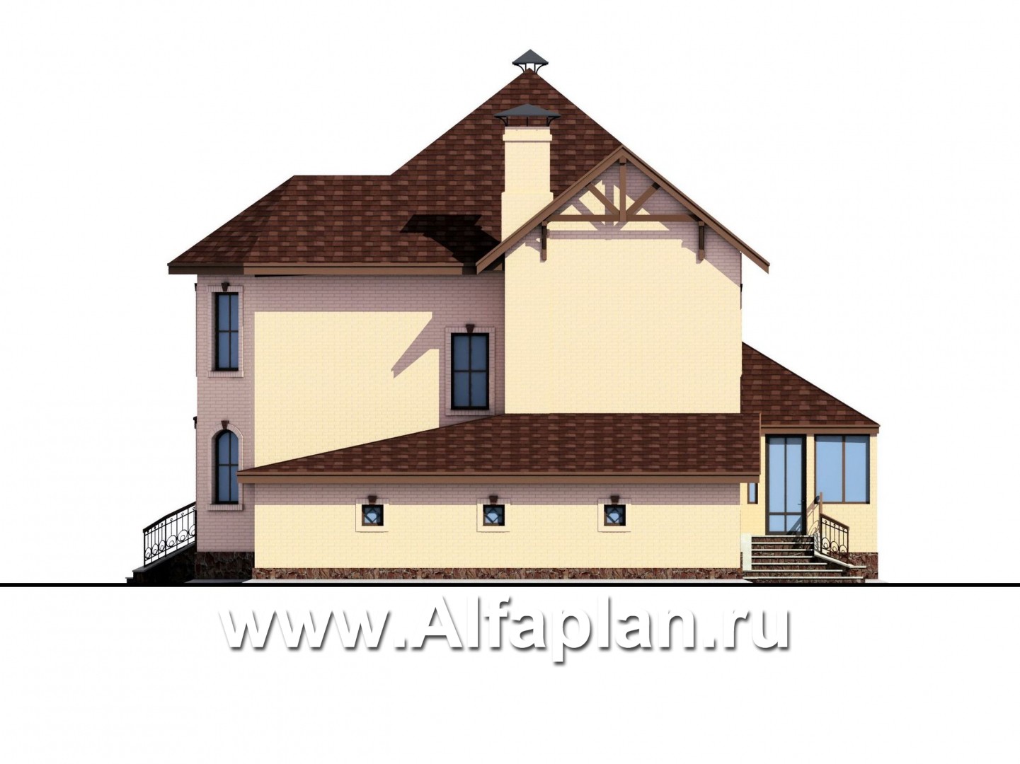 Проекты домов Альфаплан - «Амбиент» - амбиционый дом с двумя мощными эркерами - изображение фасада №2