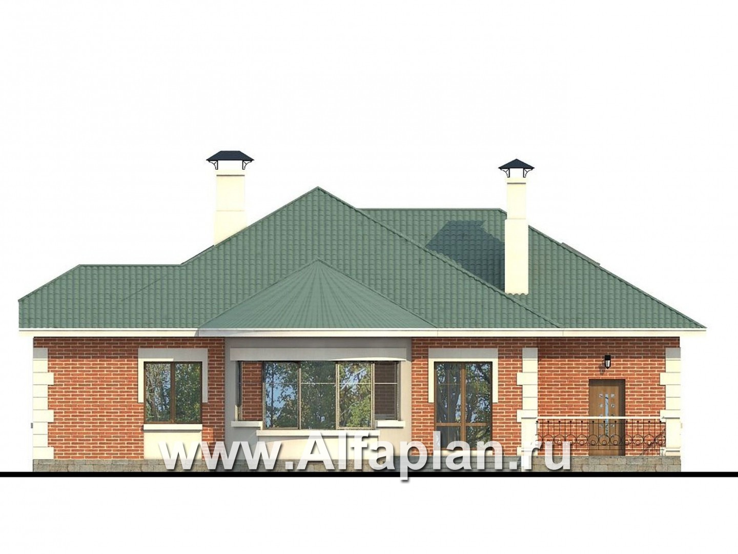 Проекты домов Альфаплан - «Линия судьбы» - одноэтажный дом с бильярдной в мансарде - изображение фасада №4