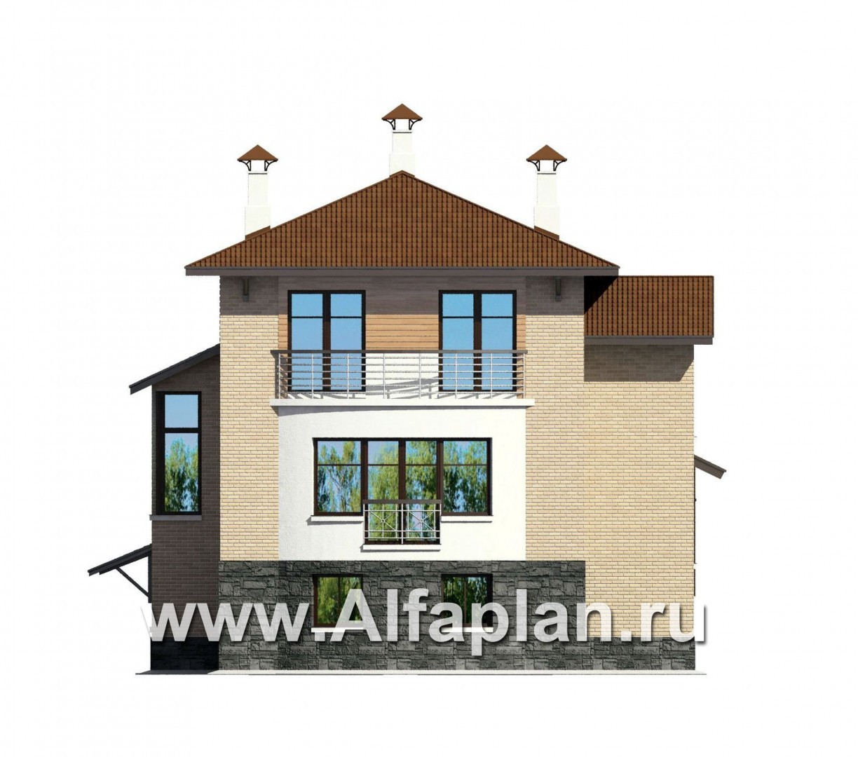 Проекты домов Альфаплан - «Светлая жизнь» - современный дом с большими окнами - изображение фасада №4