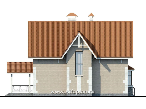 Проекты домов Альфаплан - «Примавера» - компактный дом с гаражом-навесом - превью фасада №3
