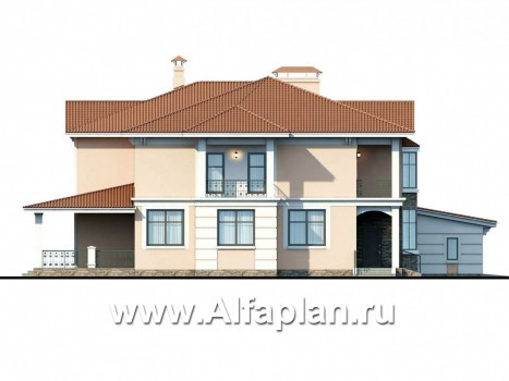 Проекты домов Альфаплан - «Первый класс» - современная классическая вилла - превью фасада №3