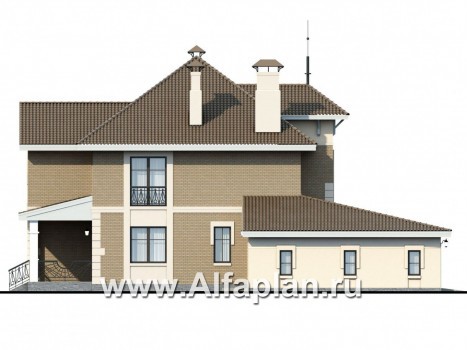 «Феникс» - проект двухэтажного дома, с эркером и с террасой, планировка с кабинетом на 1 эт,  гараж на 2 авто - превью фасада дома