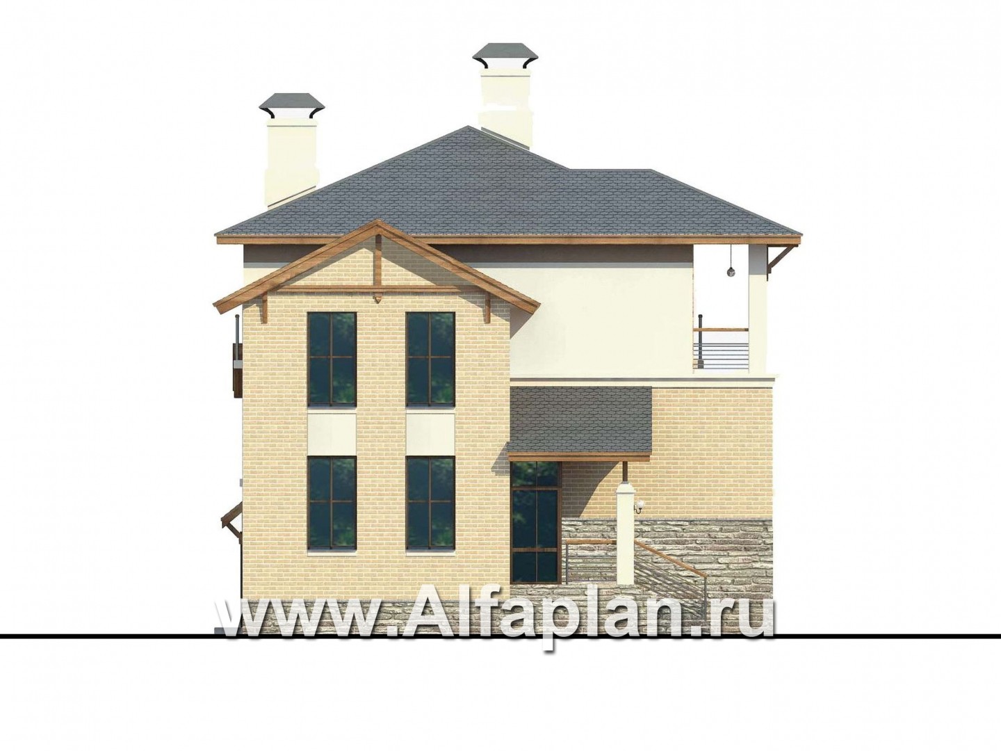 Проекты домов Альфаплан - Дом из газобетона «Аура» в современном стиле - изображение фасада №3
