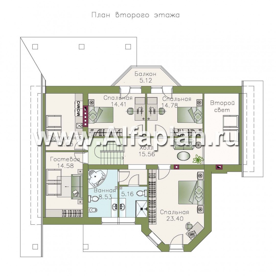 Проекты домов Альфаплан - «Эгоист» - прекрасный дом для жизни за городом - план проекта №2