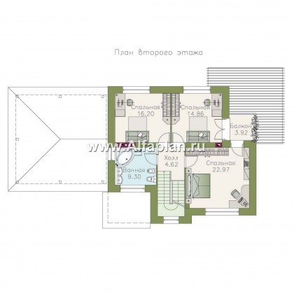 Проекты домов Альфаплан - «Дипломат Плюс» - дом с бильярдной и гаражом-навесом - превью плана проекта №2