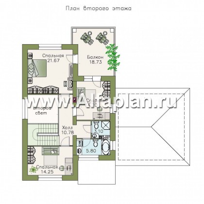 Проекты домов Альфаплан - «Монрепо» - компактный дом с гаражом-навесом на два авто - превью плана проекта №2