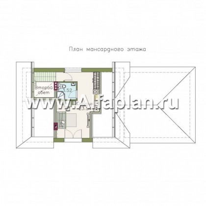Проекты домов Альфаплан - Сауна с гостевой квартирой в мансарде и навесом на два автомобиля - превью плана проекта №2