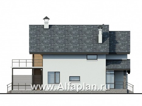 Проекты домов Альфаплан - «Гольфстрим» - дом для очень узкого участка - превью фасада №3