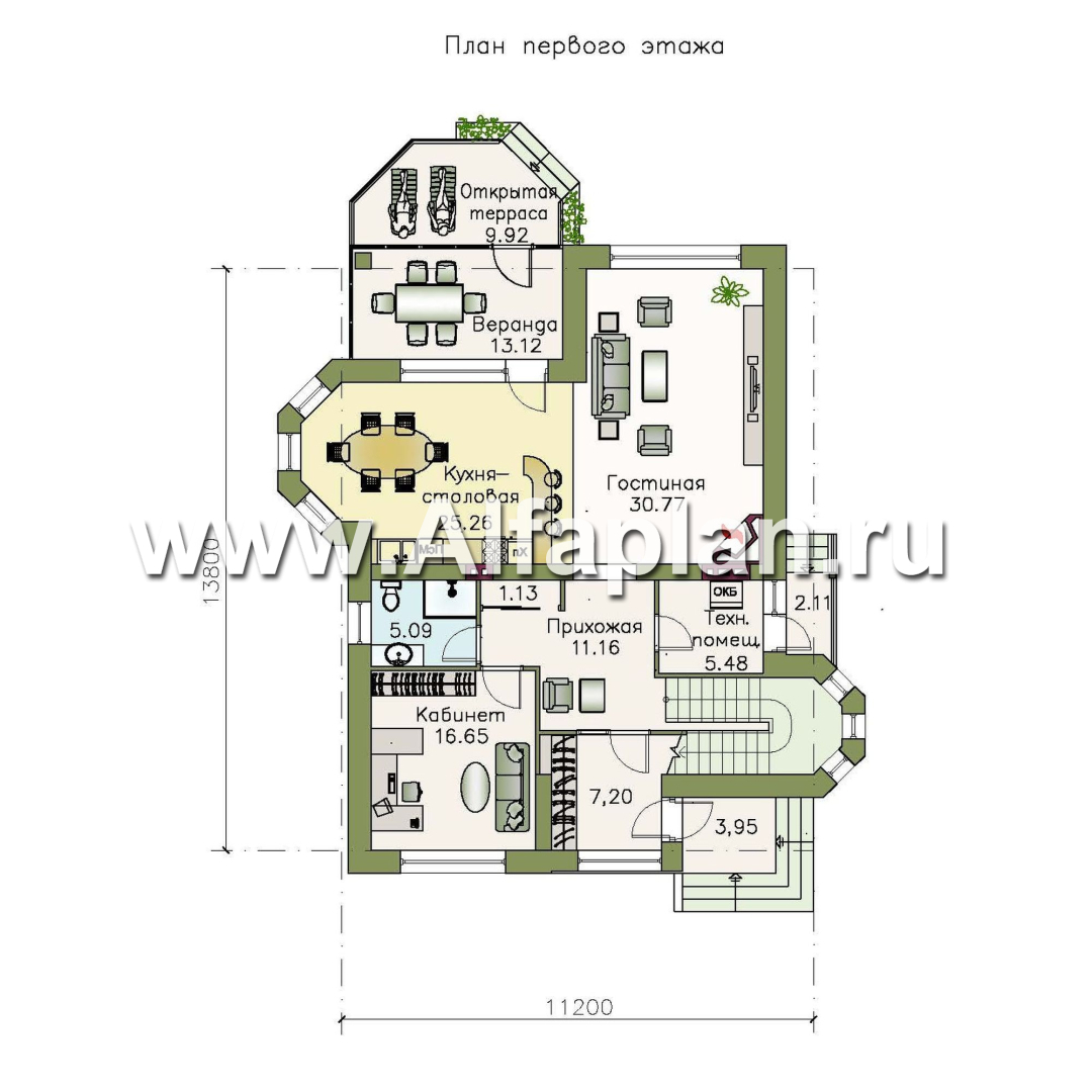 Проекты домов Альфаплан - «Бестужев» - классический коттедж с удобным планом - план проекта №1
