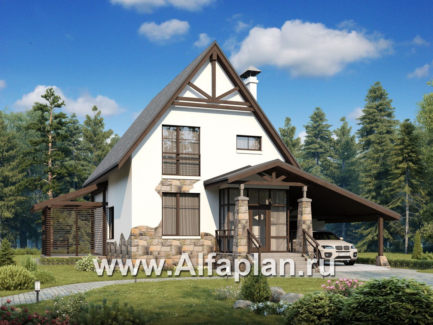 Проекты домов Альфаплан - "Фьорд" - компактный коттедж в скандинавском стиле - основное изображение