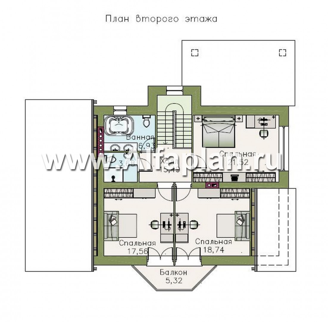 Проекты домов Альфаплан - «Бавария» - шале с комфортной планировкой - план проекта №2