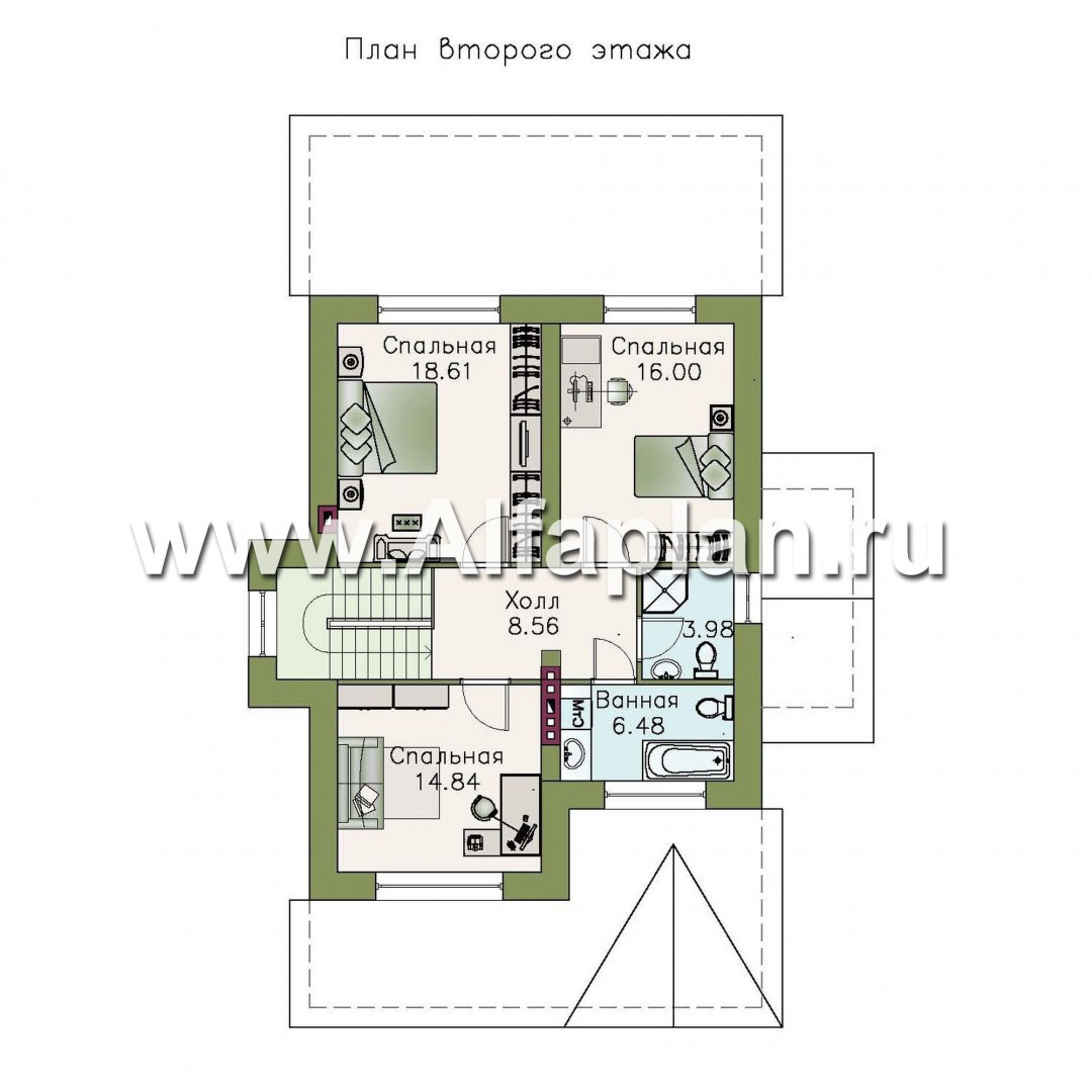 Проекты домов Альфаплан - «Позитив»-дом с компактной и удобной планировкой - изображение плана проекта №2