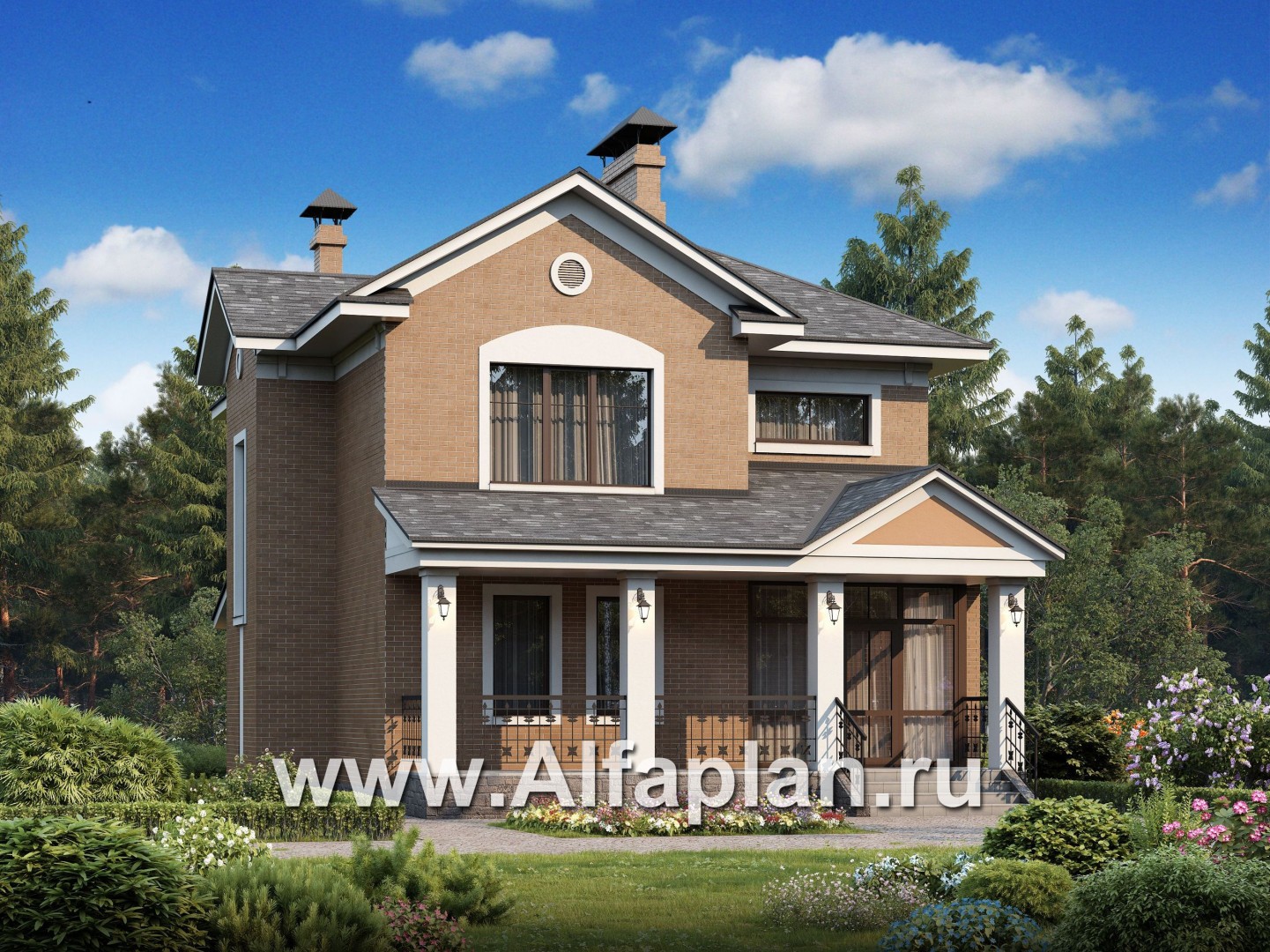 Проекты домов Альфаплан - «Позитив»-дом с компактной и удобной планировкой - основное изображение