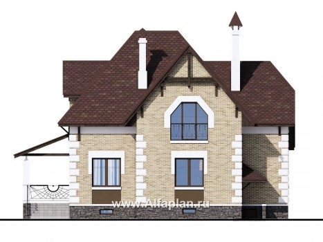 «Клио Плюс» - проект дома с мансардой, с эркером и с террасой, с  цокольным этажом - превью фасада дома
