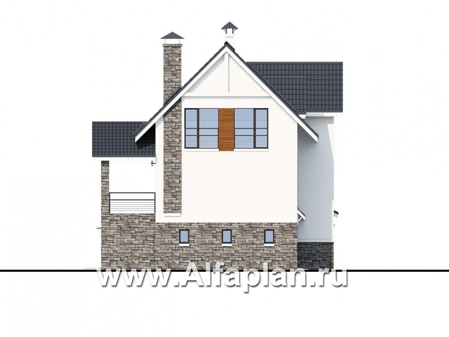 Проекты домов Альфаплан - «Альпина» - трехэтажный коттедж с гаражом для маленького участка - изображение фасада №3