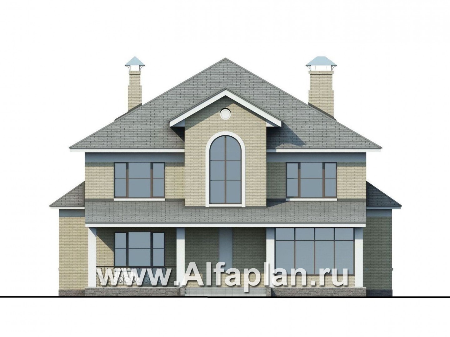 Проекты домов Альфаплан - «Рюрик» - солидный дом из газобетона для солидной семьи - изображение фасада №4
