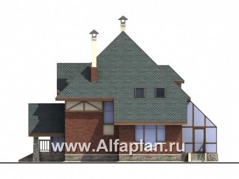Проекты домов Альфаплан - «Уют» - проект небольшого коттеджа с зимним садом - превью фасада №2