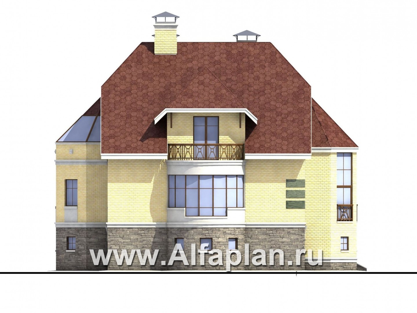 Проекты домов Альфаплан - «Каменный остров» - особняк бизнес-класса - изображение фасада №3