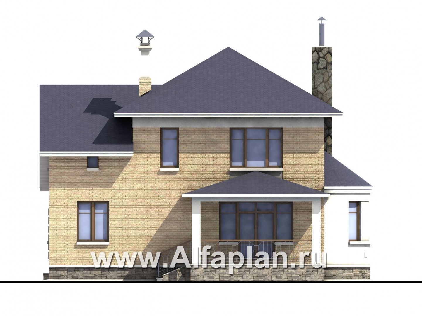 Проекты домов Альфаплан - «Ювенил» - двухэтажный загородный дом - изображение фасада №4