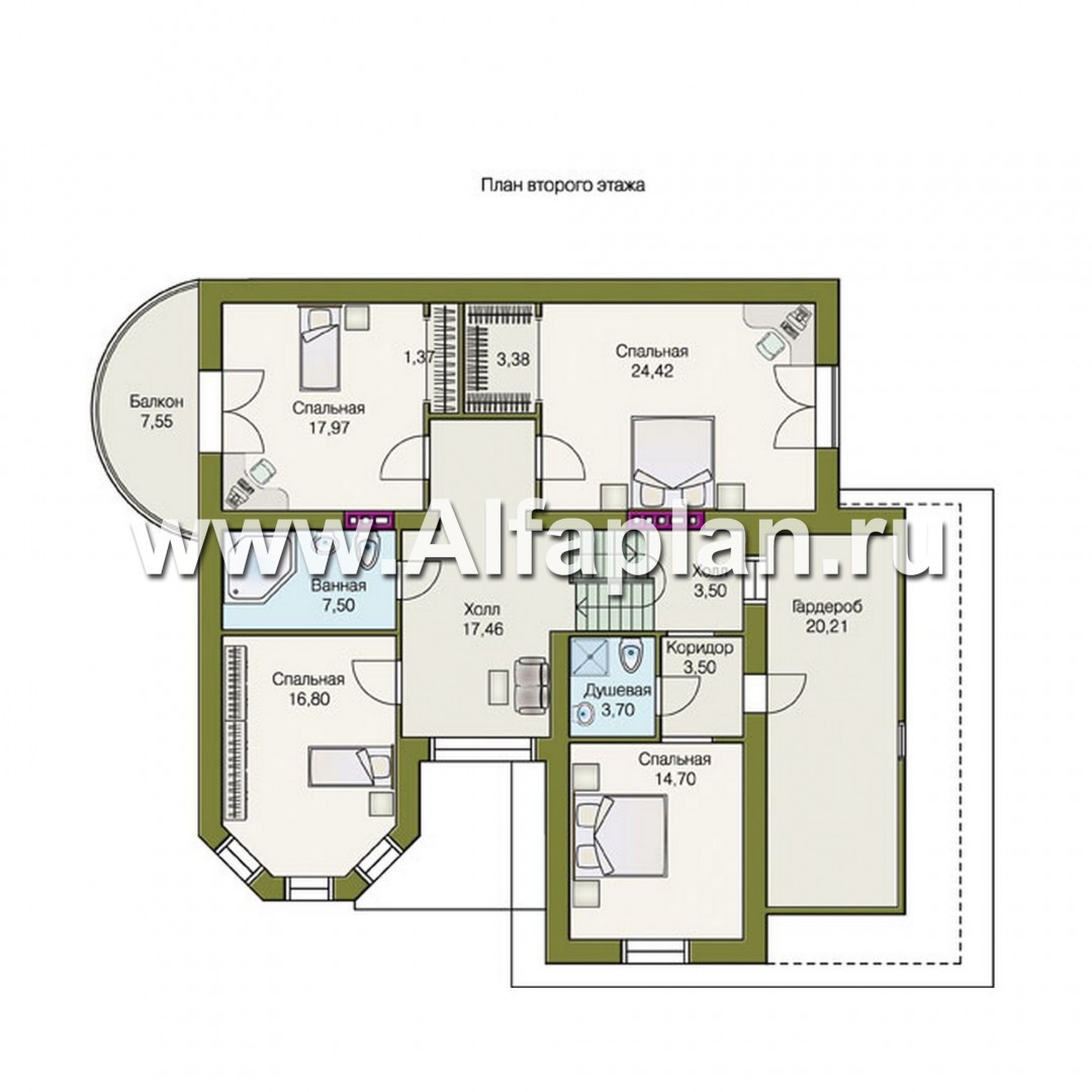Проекты домов Альфаплан - «Амбиент» - проект коттеджа с большим гаражом - изображение плана проекта №2