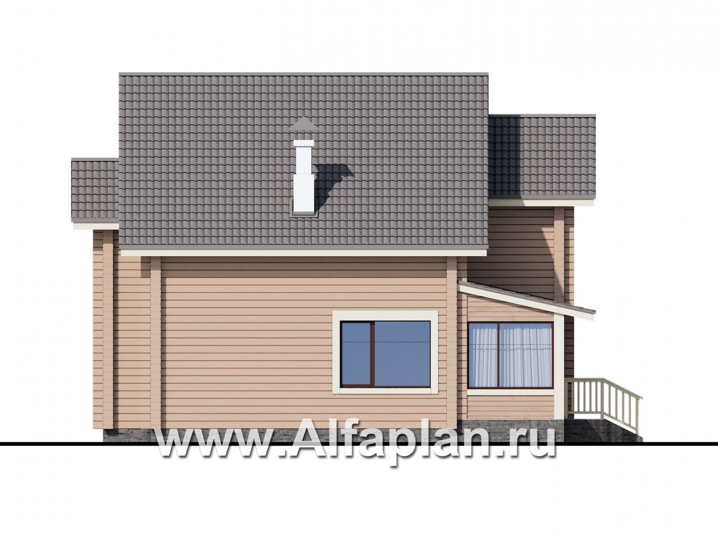 Проекты домов Альфаплан - «АльфаВУД» - деревяный дом из клееного бруса - изображение фасада №3