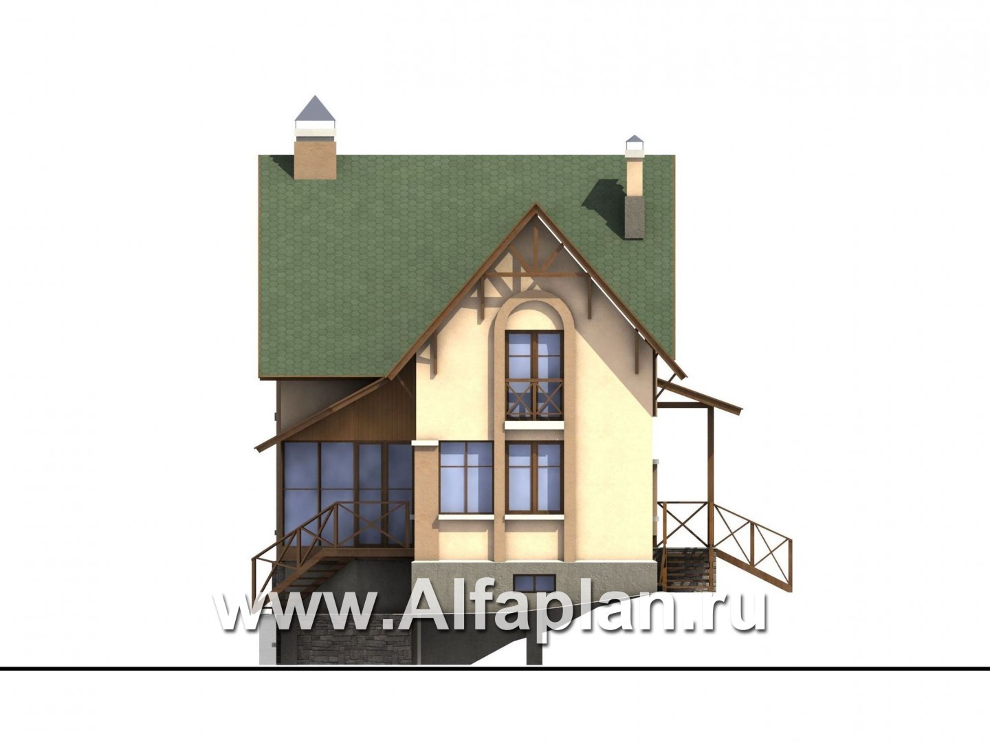 Проекты домов Альфаплан - «Яблоко» - дом для узкого участка с рельефом - изображение фасада №2