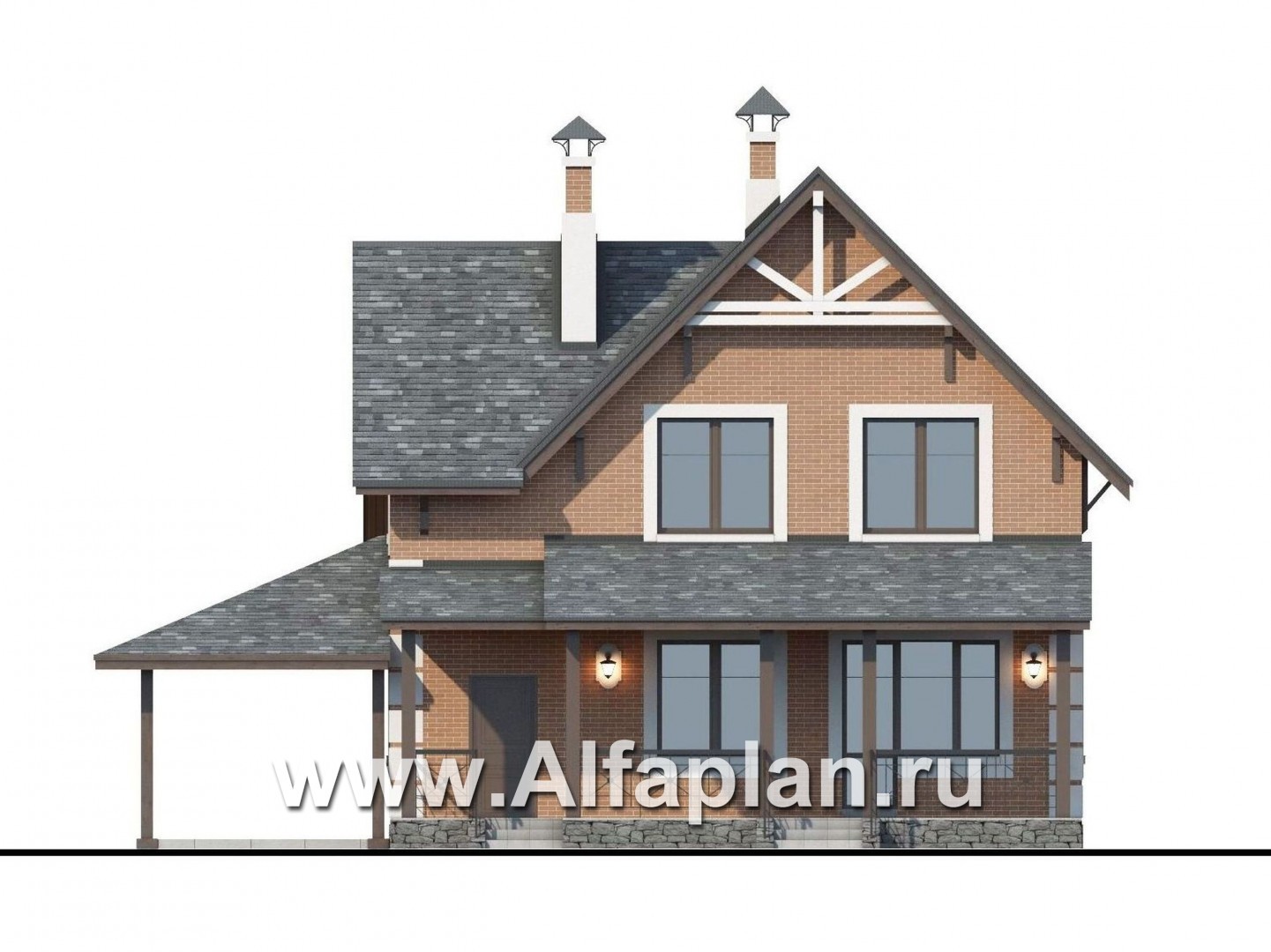 Проекты домов Альфаплан - «Приоритет»-  элегантный коттедж , удобный план дома - изображение фасада №4