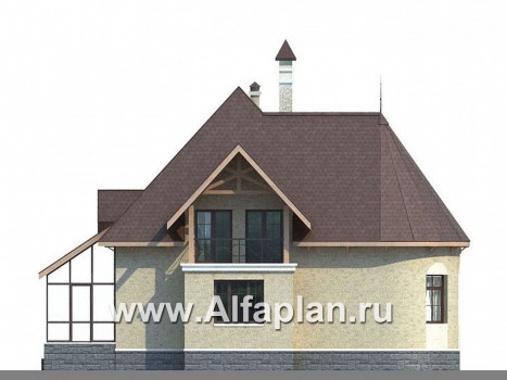 Проекты домов Альфаплан - «Авалон» - коттедж с полукруглым эркером - превью фасада №2