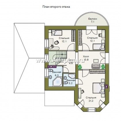 Проекты домов Альфаплан - «Аристо» - компактный дом с навесом для машины - превью плана проекта №2