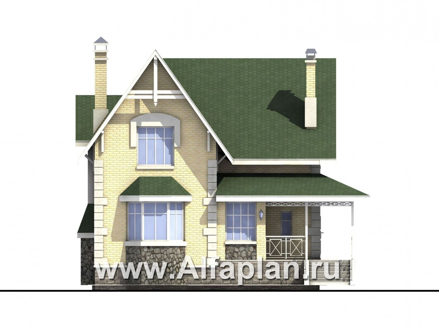 Проекты домов Альфаплан - «Ретростилиса» - проект экономичного дома для небольшого участка - изображение фасада №1