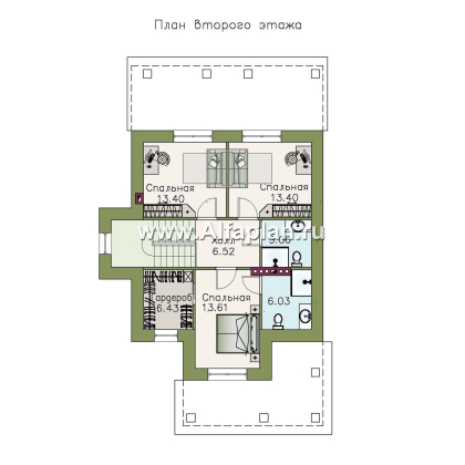 Проекты домов Альфаплан - «Белая ночь»- дом с компактным и комфортным планом - превью плана проекта №2