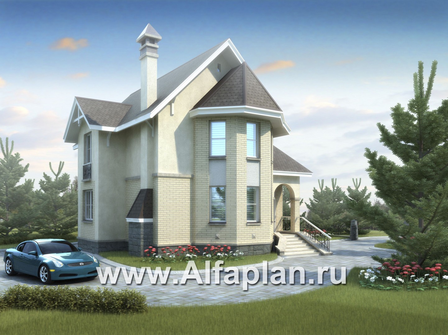 Проекты домов Альфаплан - «Фортуна» - экономичный и компактный загородный дом - основное изображение