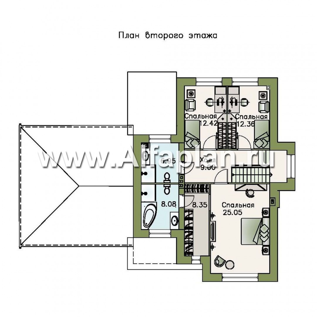 Проекты домов Альфаплан - «Потемкин» - элегантный коттедж с навесом для машин - изображение плана проекта №2