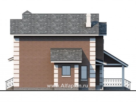 Проекты домов Альфаплан - Кирпичный дом «Прагма» для небольшой семьи - превью фасада №2