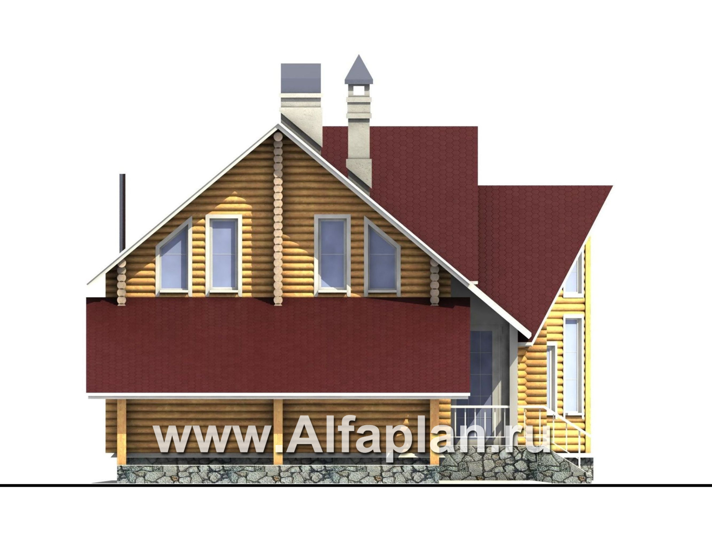 Проекты домов Альфаплан - «Л-Хаус» - деревянный дом с навесом для машины - изображение фасада №3