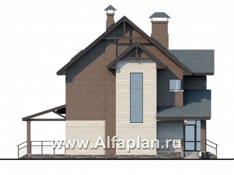 Проекты домов Альфаплан - «Прагматика» - современный коттедж с террасой и бильярдной - превью фасада №3