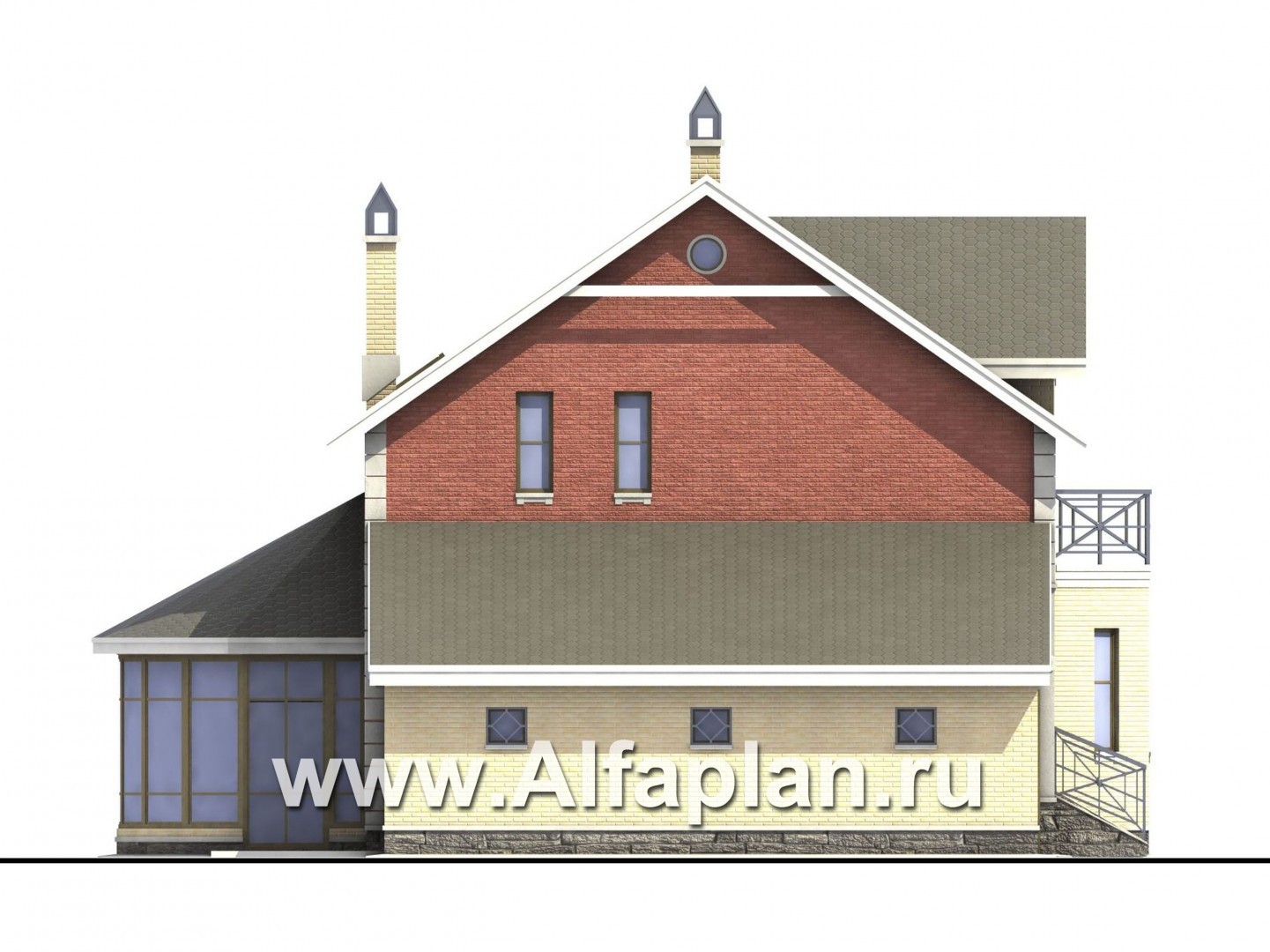 Проекты домов Альфаплан - «Метц» - комфортный загородный  дом - изображение фасада №3