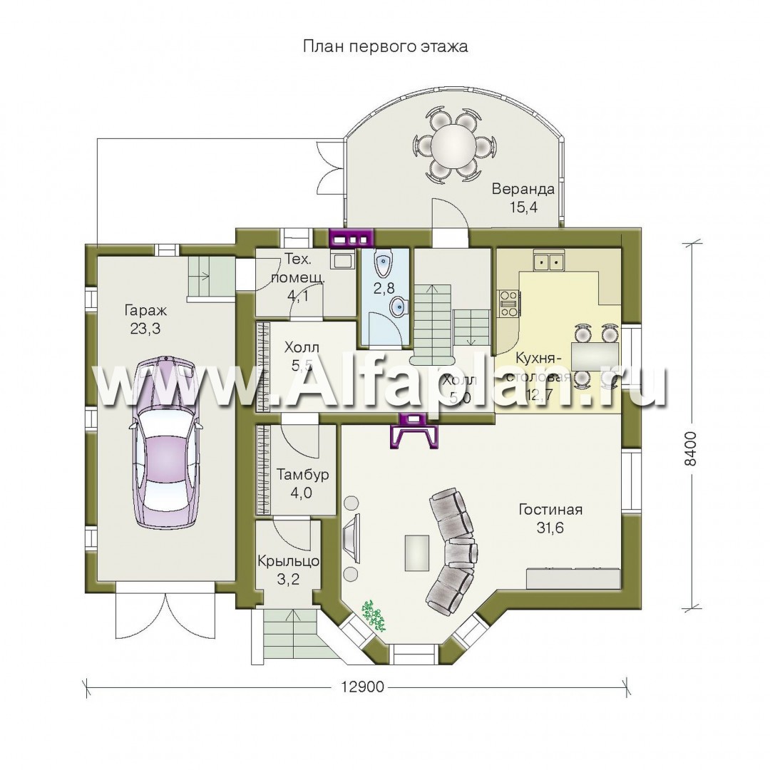 Проекты домов Альфаплан - «Метц» - комфортный загородный  дом - план проекта №1