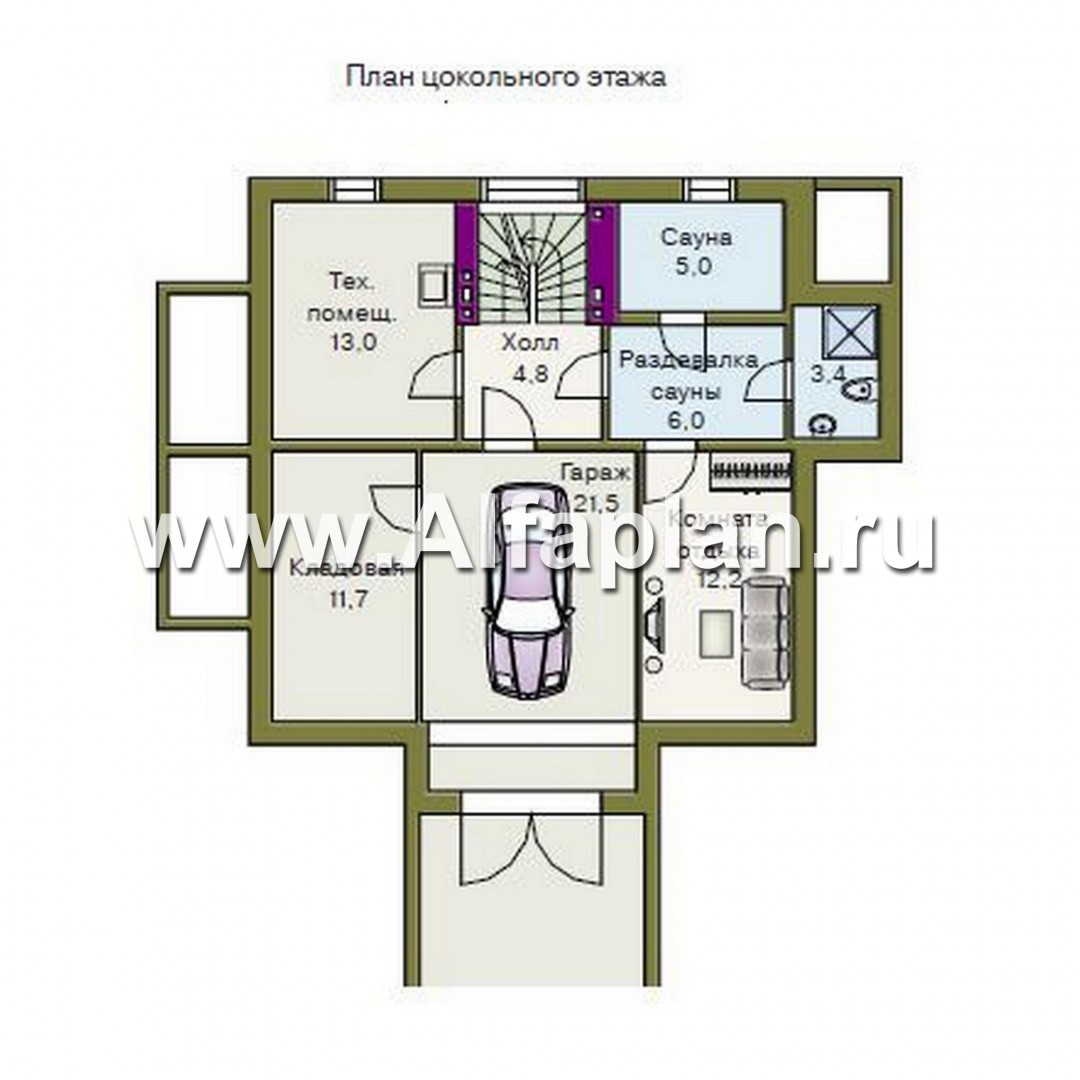 Проекты домов Альфаплан - «Дом светлячка» - трехэтажный дом с мансардой - изображение плана проекта №1