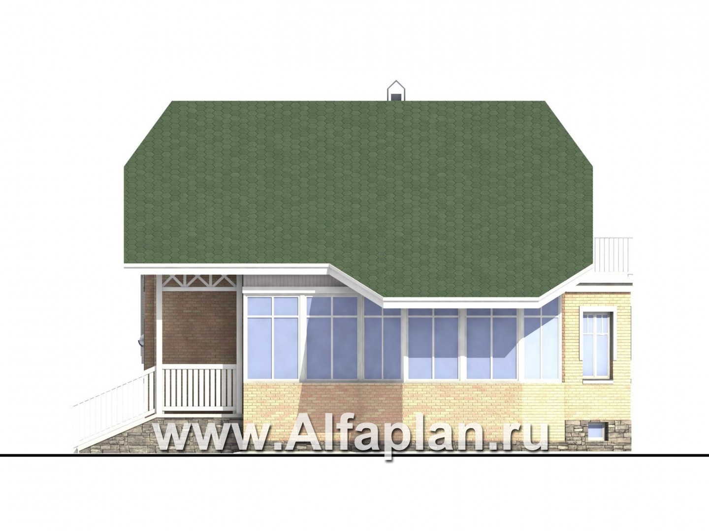 Проекты домов Альфаплан - «Стиль»  - экономичный коттедж с подвалом - изображение фасада №2