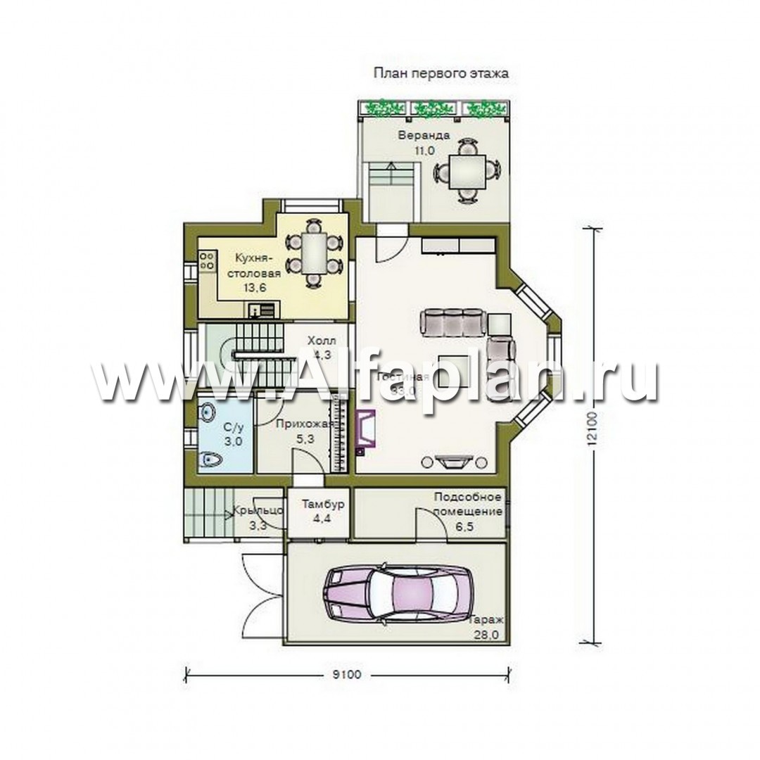 Проекты домов Альфаплан - «Конформ» - экономичный и комфортабельный дом - изображение плана проекта №2