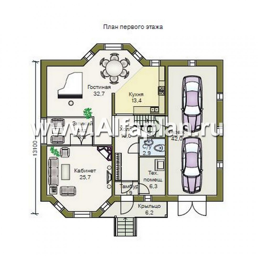 Проекты домов Альфаплан - «Престиж» - удобный и просторный коттедж - изображение плана проекта №2