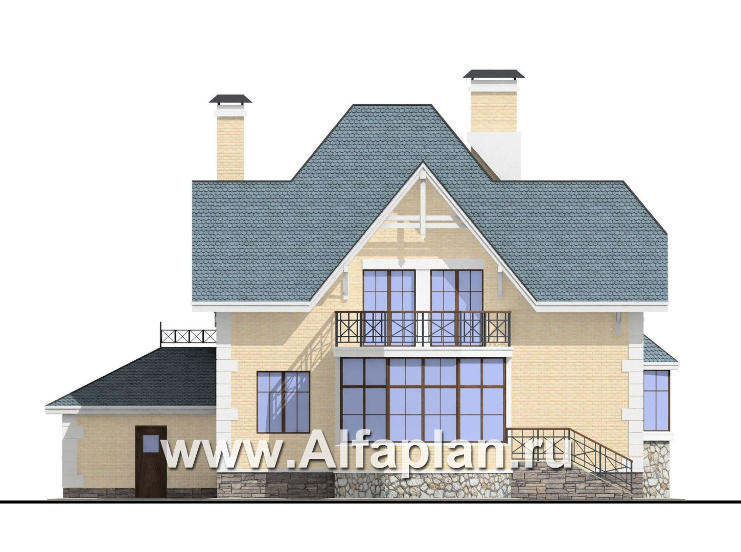 Проекты домов Альфаплан - «Приорат» - элегантный проект коттеджа - изображение фасада №4