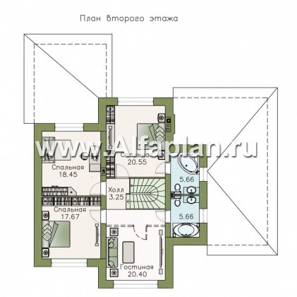 Проекты домов Альфаплан - «Вернисаж» - элегантный коттедж с гаражом и верандой - превью плана проекта №2