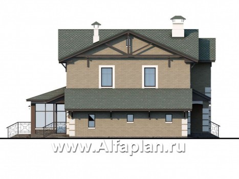 Проекты домов Альфаплан - «Традиция» - комфортабельный коттедж с гаражом - превью фасада №3